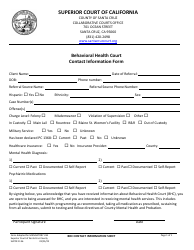 Document preview: Form SUPCR1136 Behavioral Health Court Contact Information Form - County of Santa Cruz, California