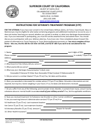 Form SUPCR1139 Instructions for Veteran&#039;s Treatment Program (Vtp) - County of Santa Cruz, California