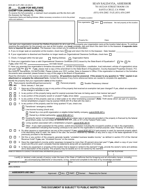 Form BOE-267-A  Printable Pdf