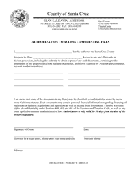 &quot;Authorization to Access Confidential Files&quot; - Santa Cruz County, California