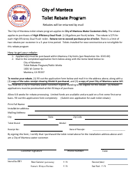 Document preview: Toilet Rebate Program Application - City of Manteca, California
