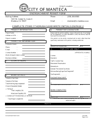 Document preview: Encroachment Permit Form - City of Manteca, California