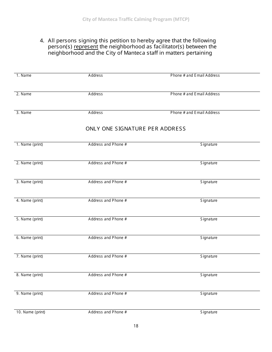 Section 5 Traffic Calming Request Form - City of Manteca, California, Page 2