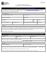Form 5535-NFA Reciprocity Licensure Questionnaire - Texas