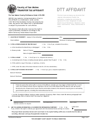 Document preview: Form REC-SMC-012011 Transfer Tax Affidavit - County of San Mateo, California