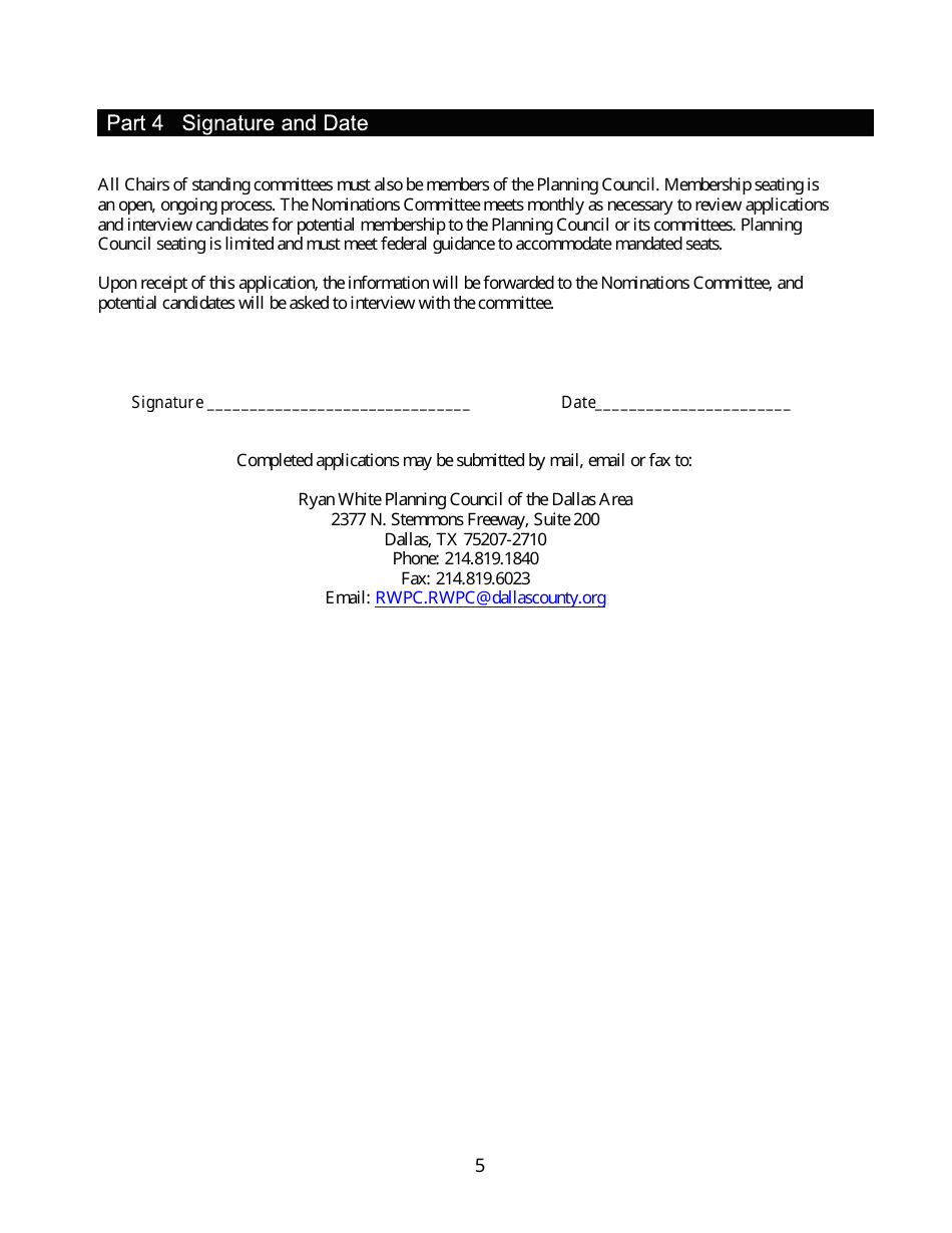 Application for Leadership - Dallas County, Texas, Page 5