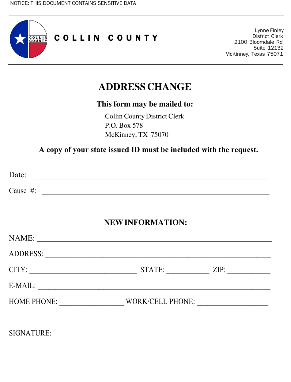 Collin County, Texas Address Change Download Printable PDF Templateroller