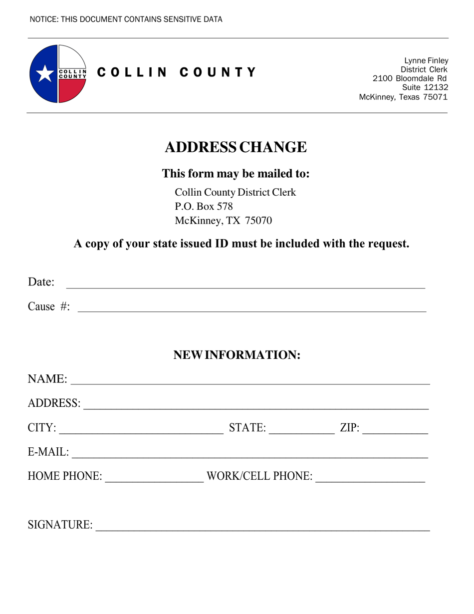 Collin County, Texas Address Change Download Printable PDF Templateroller