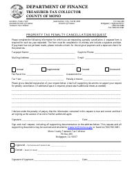 Document preview: Property Tax Penalty Cancellation Request - Mono County, California