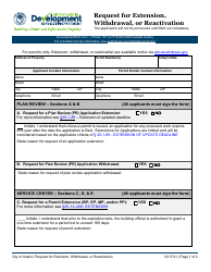 Request for Extension, Withdrawal, or Reactivation - City of Austin, Texas