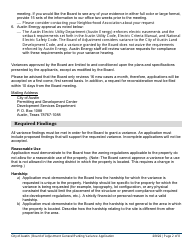 Application for Board of Adjustment (Boa) General/Parking Variance Request - City of Austin, Texas, Page 2