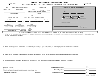 Position Description/Employee Performance Evaluation Form - South Carolina