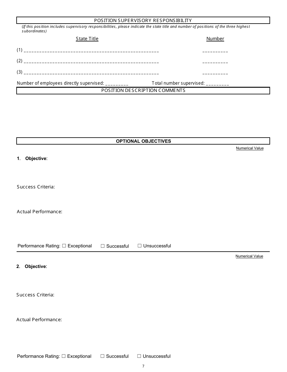 Position Description / Employee Performance Evaluation Form - South Carolina, Page 7