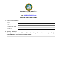 Document preview: Citizen Complaint Form - County of Inyo, California