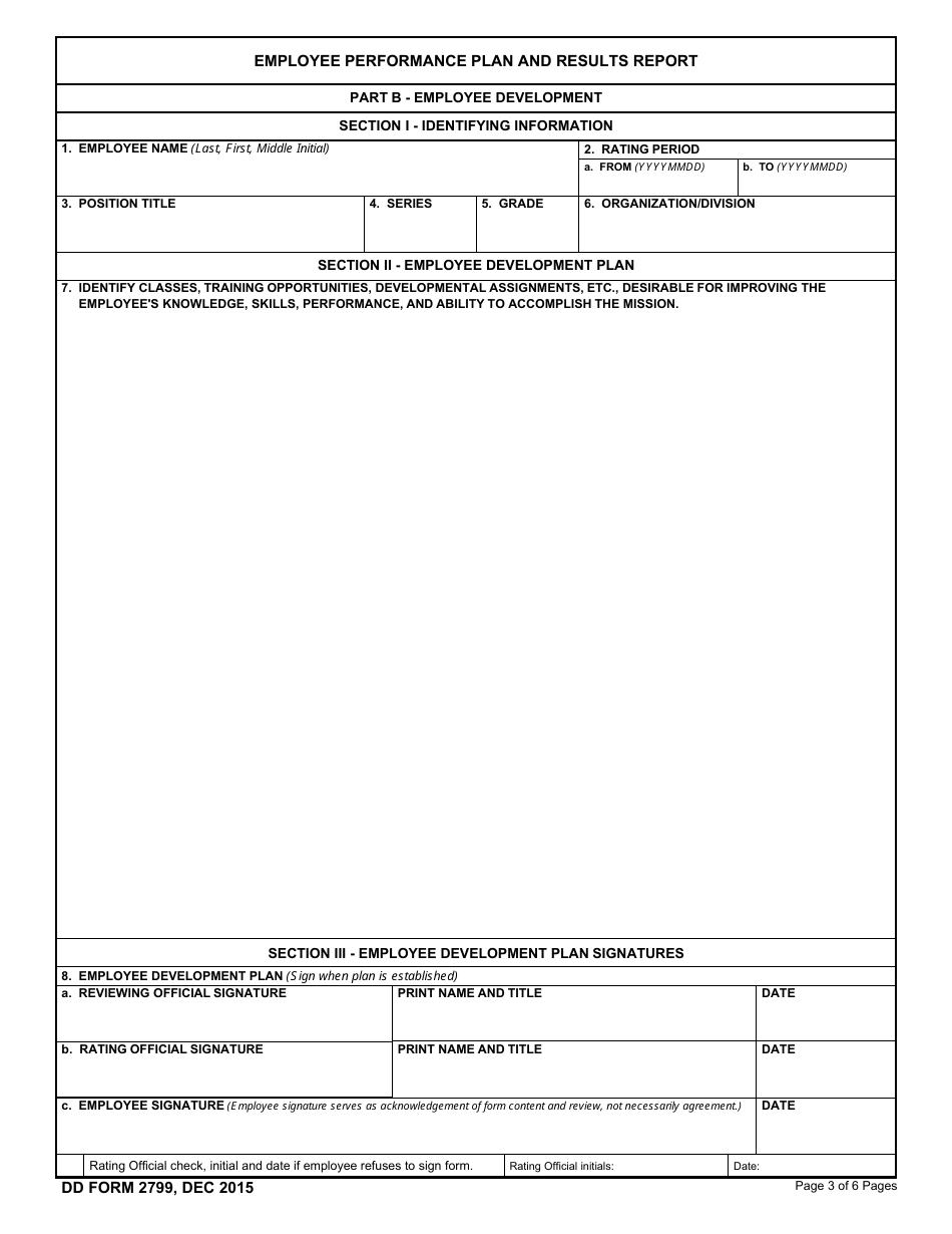 DD Form 2799 Employee Performance Plan and Results Report, Page 3