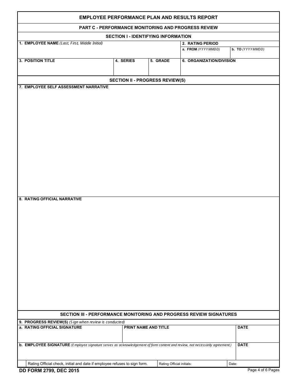 DD Form 2799 Employee Performance Plan and Results Report, Page 4