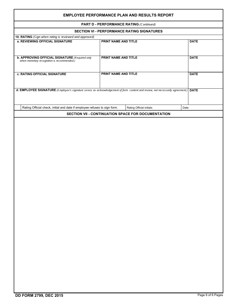 DD Form 2799 Employee Performance Plan and Results Report, Page 6