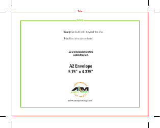 Document preview: A2 Envelope Template - a&m