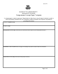 Postgraduate Concept Paper Template - Kenyatta University Graduate School