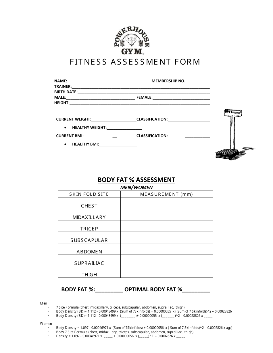 Fitness Assessment Form - Powerhouse Gym, Page 1