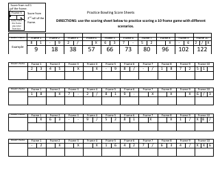 &quot;Practice Bowling Score Sheet Template&quot;