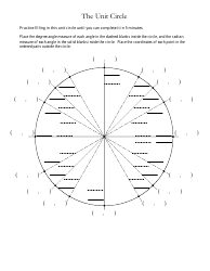 Unit Circle Worksheet Download Printable PDF | Templateroller