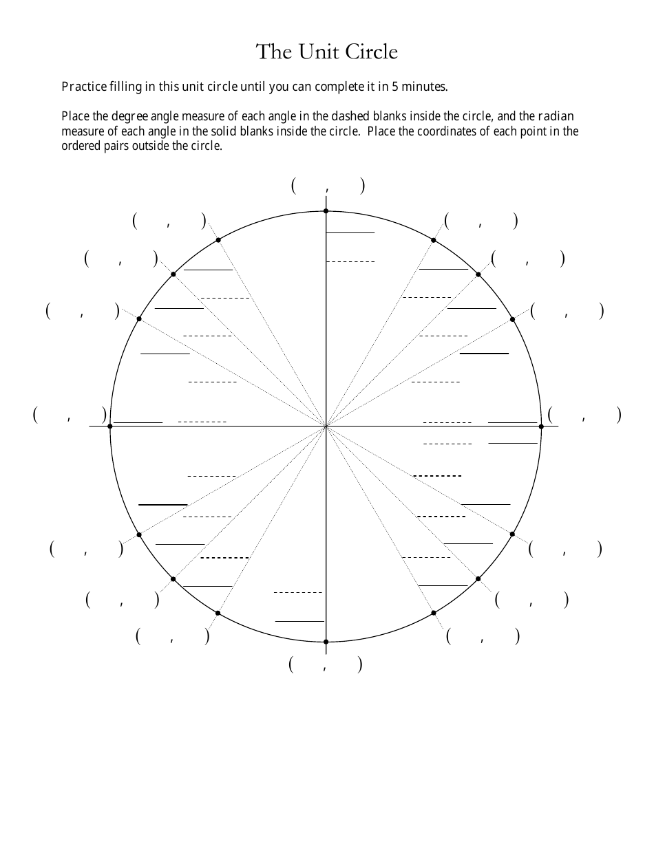 Unit Circle Worksheet Preview Image