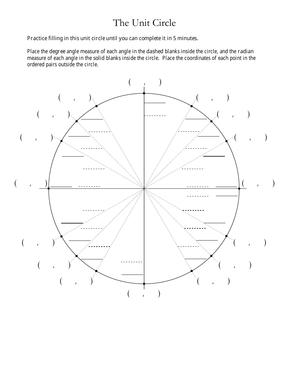 Unit Circle Worksheet Download Printable PDF Templateroller