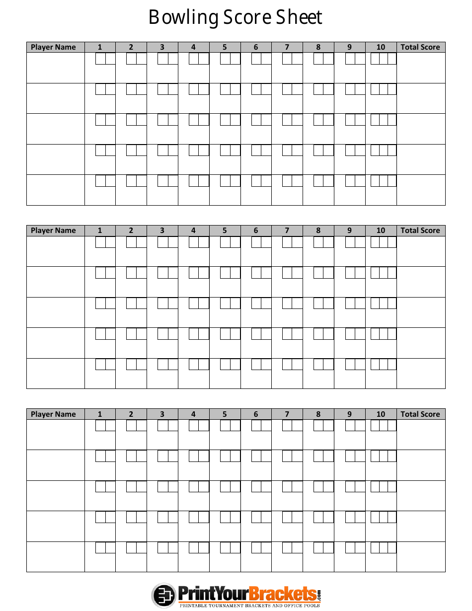 Green-colored Bowling Score Sheet template with blank fields to fill in game scores, team names, and player names.