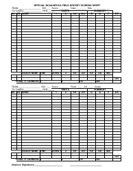 Document preview: Official NCAA/Nfhca Field Hockey Scoring Sheet