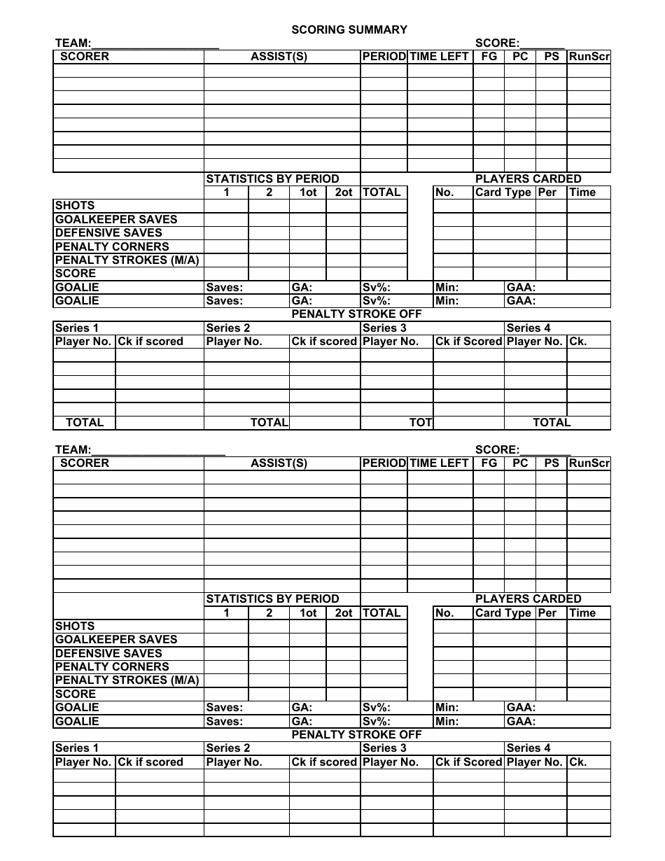 Official NCAA/Nfhca Field Hockey Scoring Sheet Download Printable PDF ...