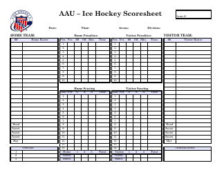 Document preview: Aau ICE Hockey Scoresheet