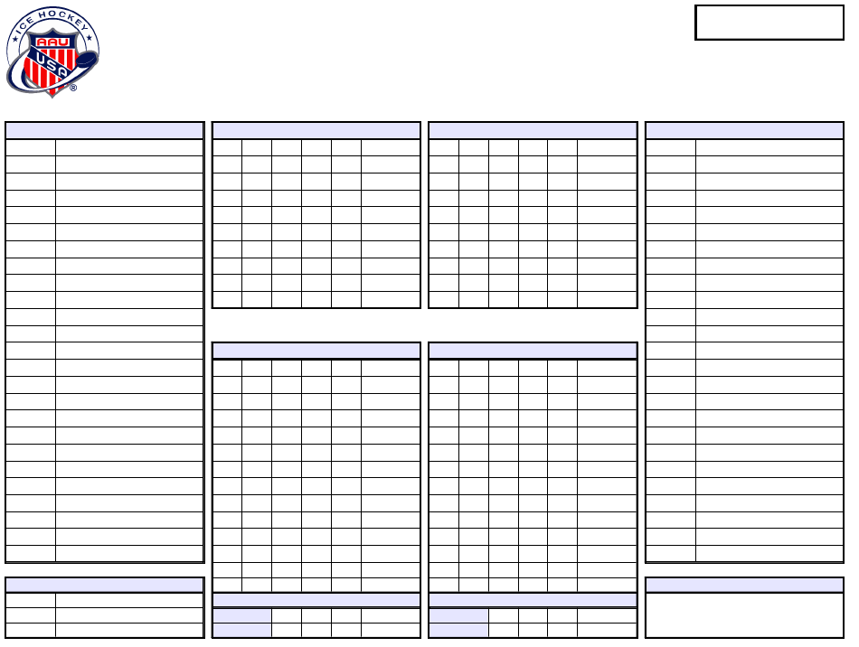 Aau ICE Hockey Scoresheet Download Printable PDF | Templateroller