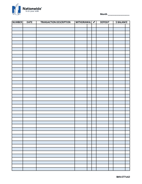 &quot;Check Register Template - Nationwide&quot; Download Pdf