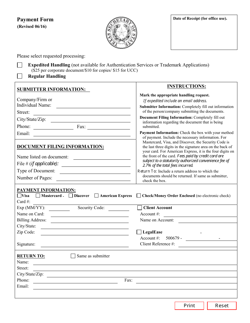 Payment Form - Texas, Page 1