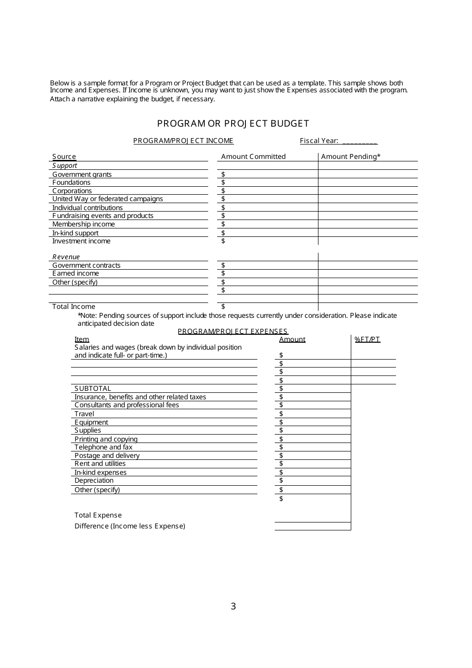 Grant Proposal Budget Template - Prolifica, Page 3