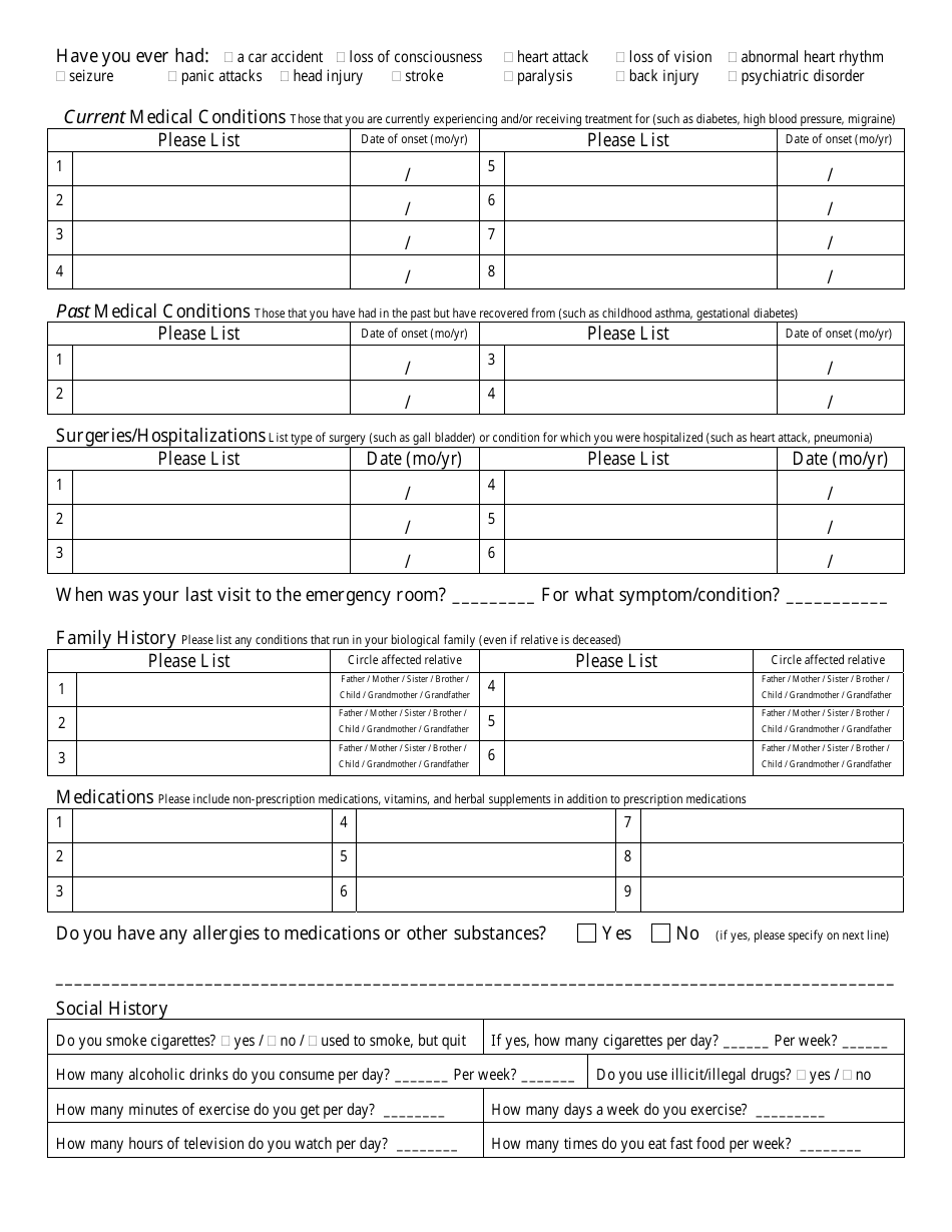 Pre-employment History and Physical Form - Temple University, Page 2