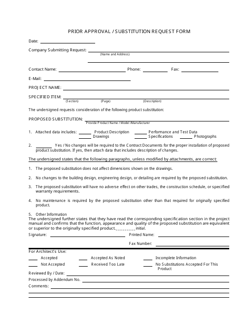 Prior Approval / Substitution Request Form