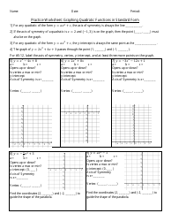 Graphing Quadratic Functions in Standard Form Worksheet
