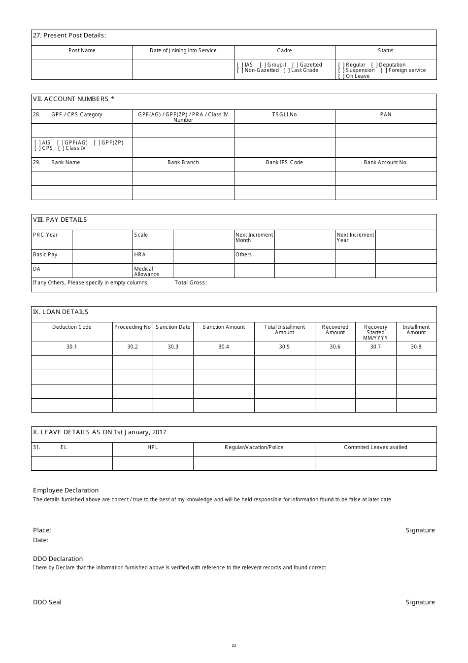 State Government Regular Employee Data Sheet - Telangana, India, Page 3