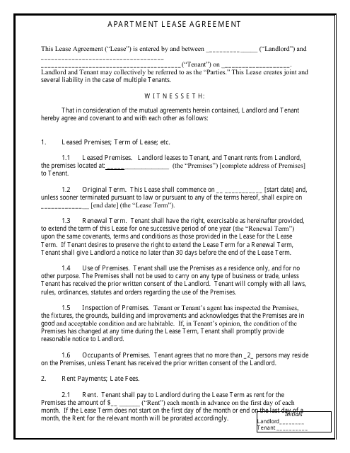 Apartment Lease Agreement Template - Chicago, Illinois Download Pdf