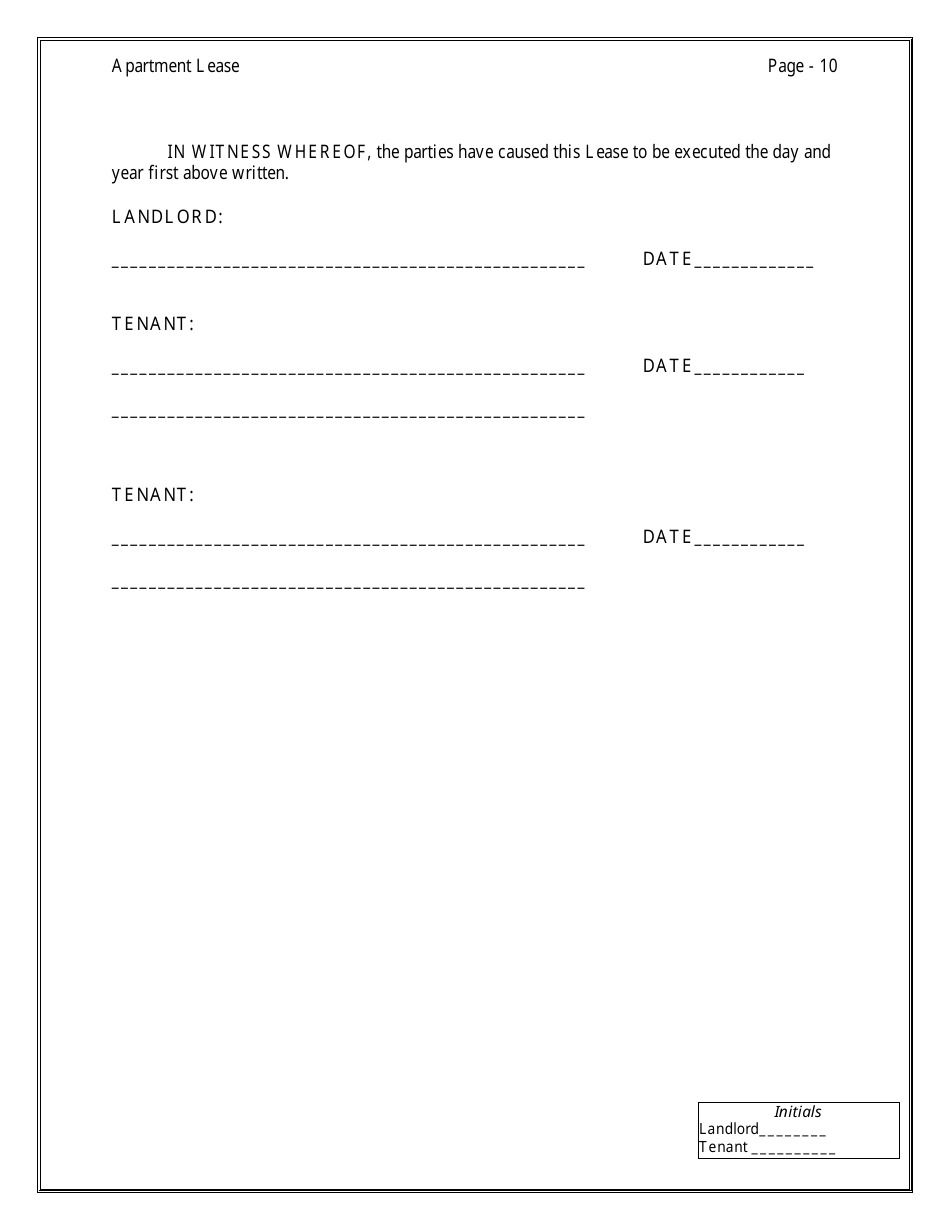 Apartment Lease Agreement Template - Chicago, Illinois, Page 10