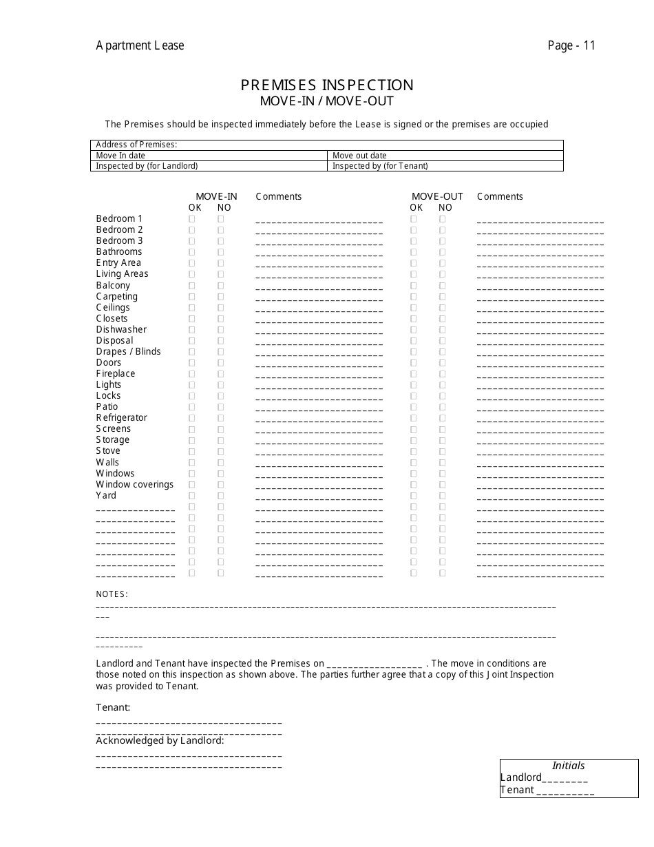 Apartment Lease Agreement Template - Chicago, Illinois, Page 11