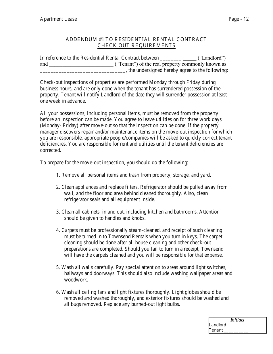 Apartment Lease Agreement Template - Chicago, Illinois, Page 12