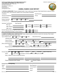 Form CDPH102 Animal Rabies Case Report - California