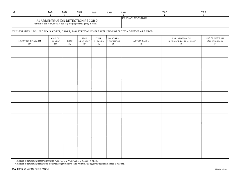 DA Form 4930 - Fill Out, Sign Online and Download Fillable PDF | Templateroller