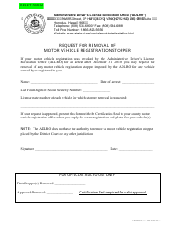Document preview: ADLRO Form 103 Request for Removal of Motor Vehicle Registration Stopper - Hawaii