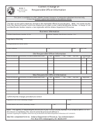Form ROC-1 (State Form 52039) Correct/Change of Responsible Officer Information - Indiana