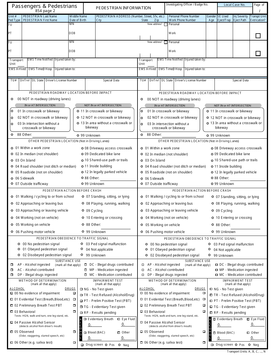 DOT Form 850 Motor Vehicle Crash Report - Kansas, Page 10