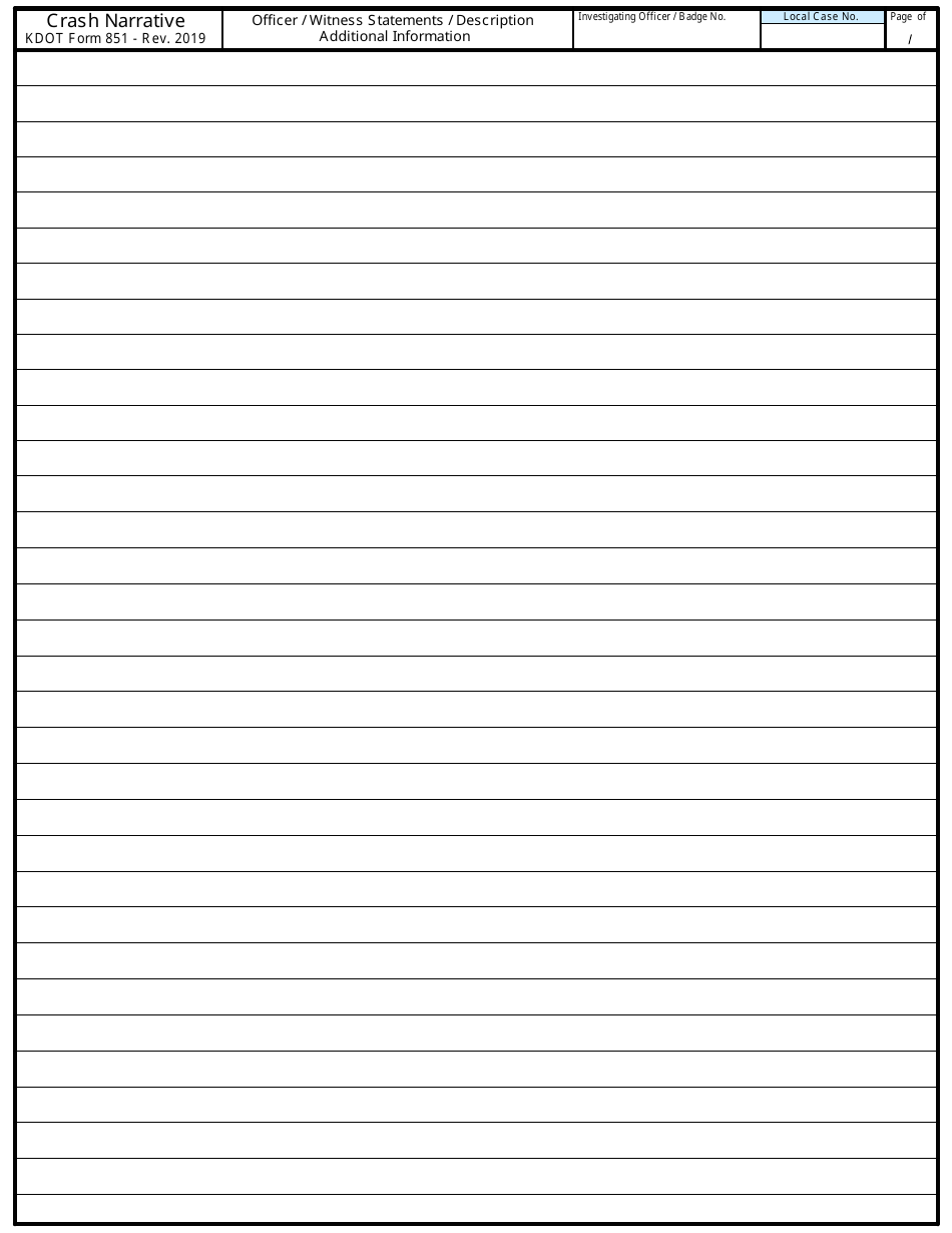 DOT Form 850 Motor Vehicle Crash Report - Kansas, Page 5